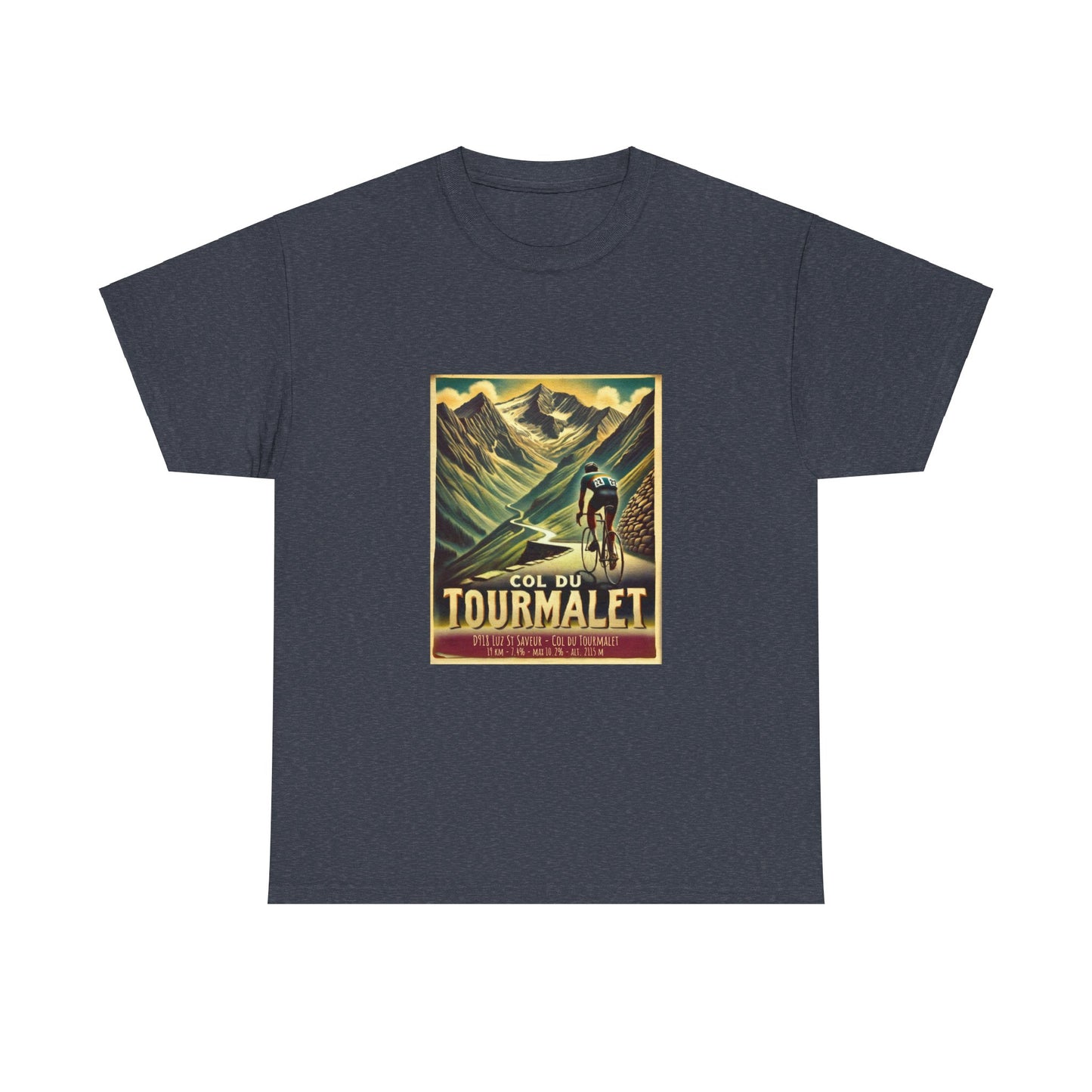 Men's Vintage Col du Tourmalet Cycling T-Shirt - Unisex Classic Weight Cotton
