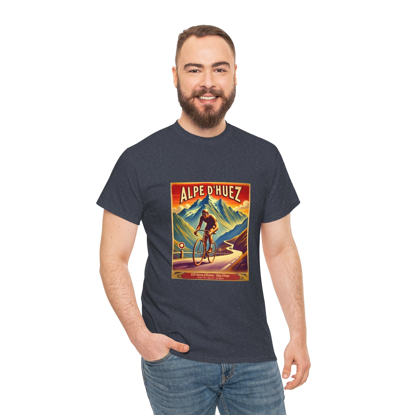 Men's Alpe d'Huez Vintage Cycling T-Shirt - Unisex Classic Cotton T-Shirt