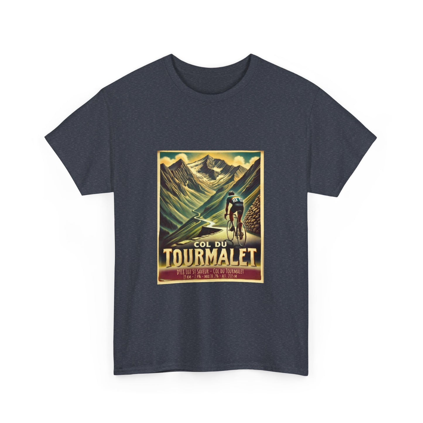Men's Vintage Col du Tourmalet Cycling T-Shirt - Unisex Classic Weight Cotton