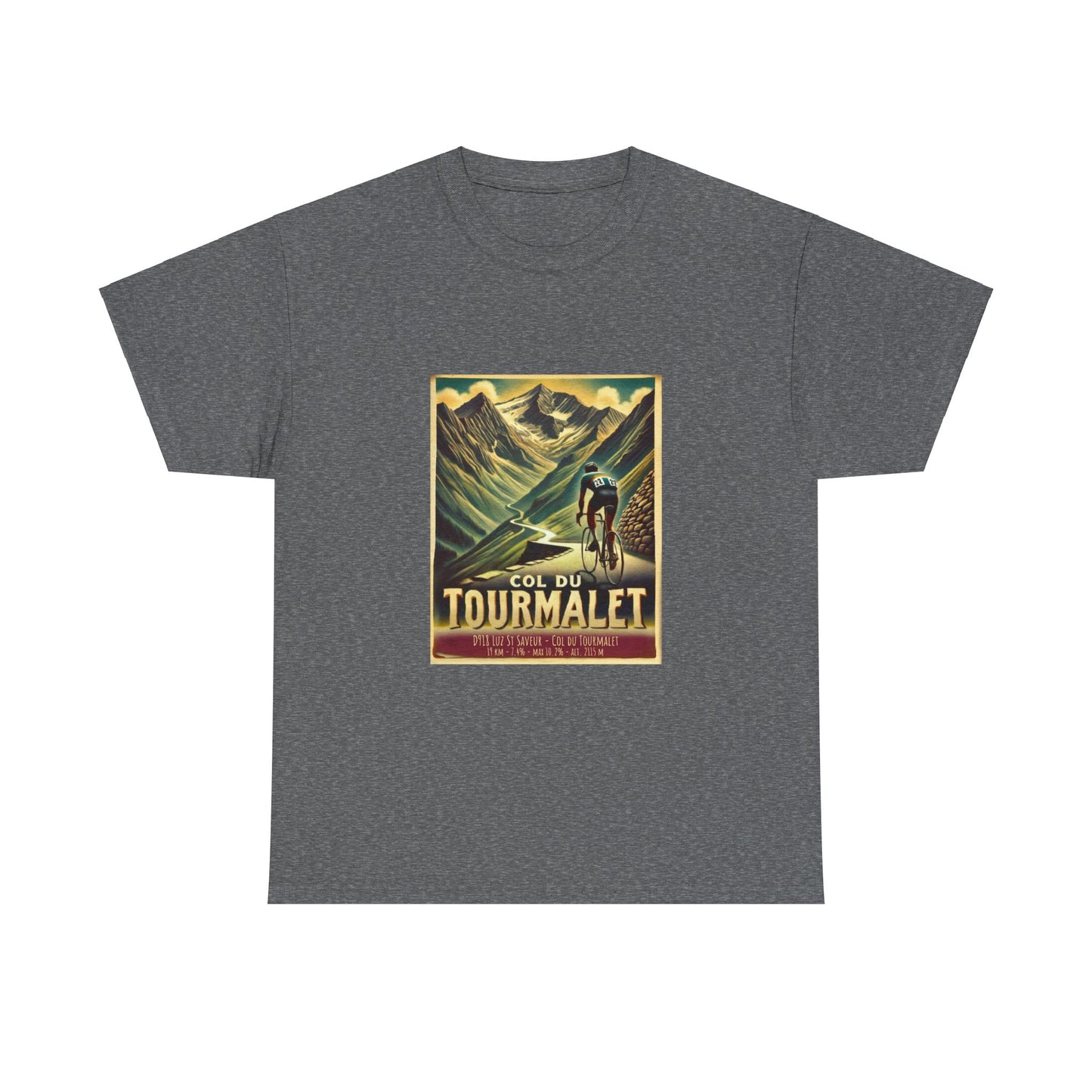 Men's Vintage Col du Tourmalet Cycling T-Shirt - Unisex Classic Weight Cotton
